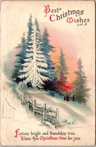 Merry Christmas With Landscape Scene 1916