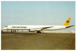 German Cargo McDouglas DC 8 73AF at Dubai Airport Postcard 1984