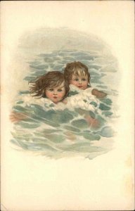 Beautiful Children Play at Beach MM Vienne Munk Series 844 c1910 Postcard #3