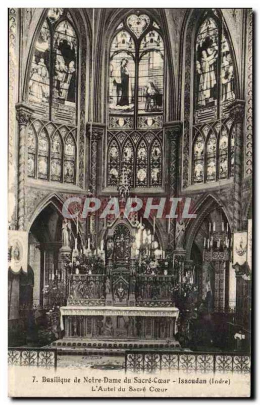 Basilica of Our Lady of the Sacred Heart in Issoudun Old Postcard the & # 39a...