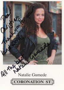 Natalie Gumede ITV Coronation Street Hand Signed Cast Card Photo