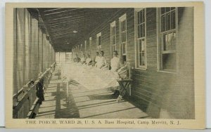 Camp Merritt NJ The Porch Ward 26, Base Hospital WW1 Era Postcard P16