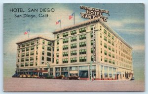 SAN DIEGO, CA California ~ Roadside HOTEL SAN DIEGO 1947 Linen Postcard