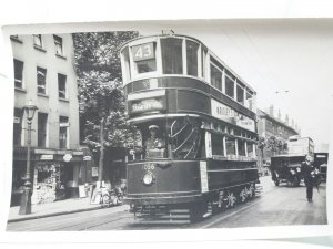 Original Vintage Photo London Tram 1056 with Driver Route 43 Stamford Hill 1950s