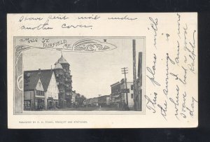 FAIRFIELD MAINE DOWNTOWN MAIN STREET SCENE VINTAGE POSTCARD 1906