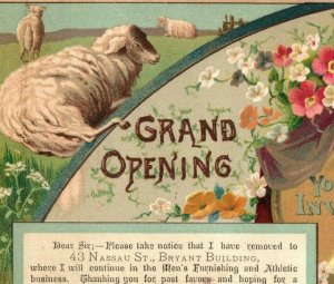 1880s Grand Opening Athletic Business M. Polnsky Sheep Flowers *A