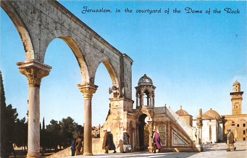 Israel Old Vintage Antique Post Card Jerusalem Courtyard of the Dome of the R...