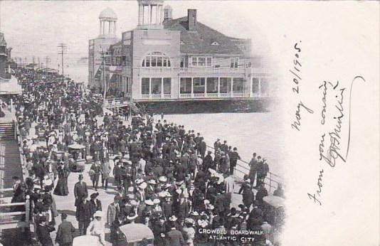 New Jersey Altantic City Crowded Boardwalk 1905