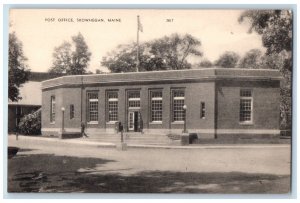 c1910 Post Office Exterior Building Skowhegan Maine ME Vintage Antique Postcard 