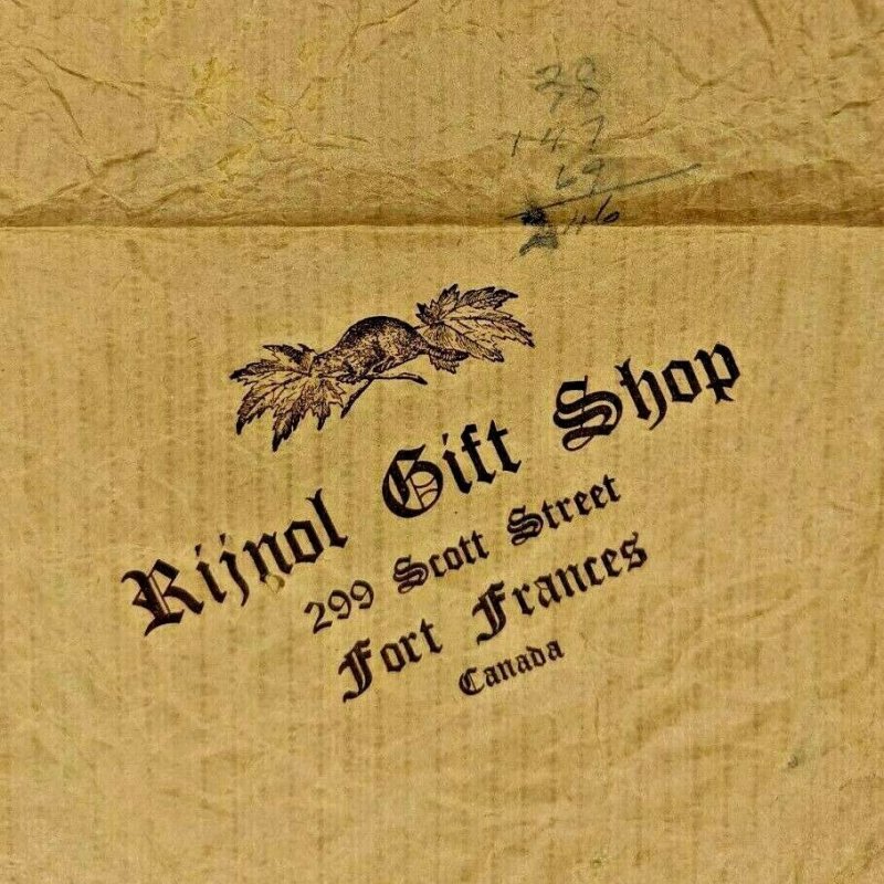 Fort Frances, Canada Ephemera Brown Paper Bag St Rijnol Gift Shop Advertising 1C