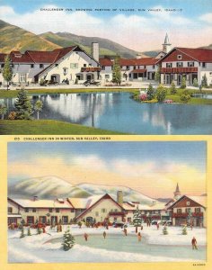 SUN VALLEY, Idaho ID   CHALLENGER INN Summer & Winter  ROADSIDE  *2* Postcards