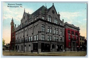 Williamsport Pennsylvania Postcard Masonic Temple Exterior Roadside 1916 Horse