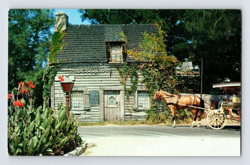 Postcard Florida St Augustine FL Oldest School Horse Carriage 1960s Unposted