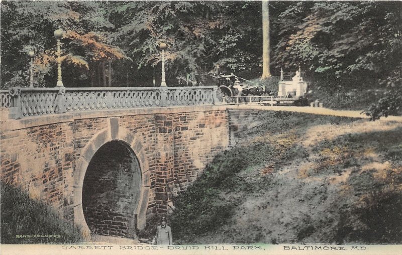 F52/ Baltimore Maryland Postcard c1910 Garrett Bridge Druid Hill Park