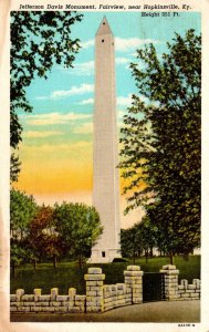 Kentucky Fairview Near Hopkinsville Jefferson Davis Monument 1949 Curteich