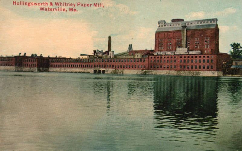 Vintage Postcard 1910's Hollingsworth & Whitney Paper Mill Waterville Maine ME