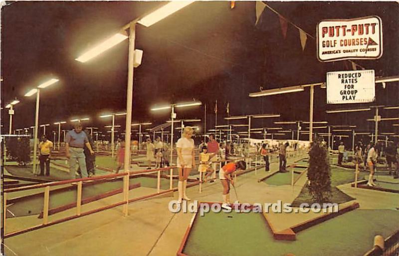 Old Vintage Miniature Golf Postcard Post Card Manhattan Putt Putt Manhatta, K...