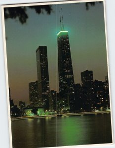 Postcard Chicago's Water Tower Place and John Hancock Building at Dusk Illinois