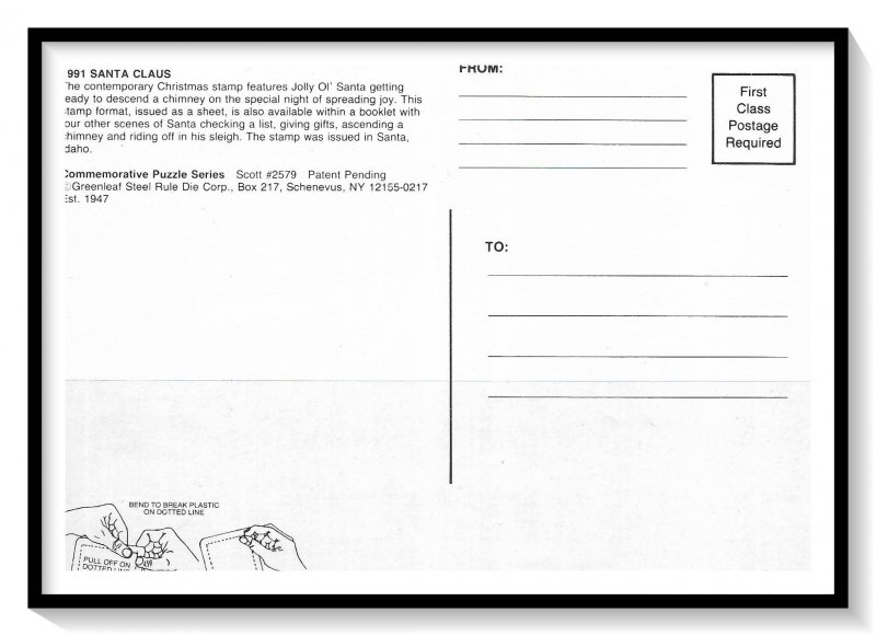USPS 1991 Season's Greetings Jigsaw Puzzle & Postcard