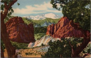 Pike Peak and Gateway to Garden of the Gods CO Postcard PC335