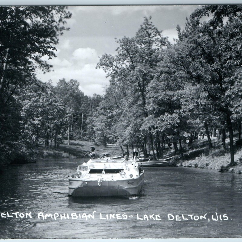 c1950s Lake Delton, WI RPPC Amphibian Lines Duck Peggy Sharp Real Photo PC A197