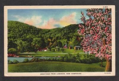 NH Greetings from LEBANON NEW HAMPSHIRE Postcard Linen