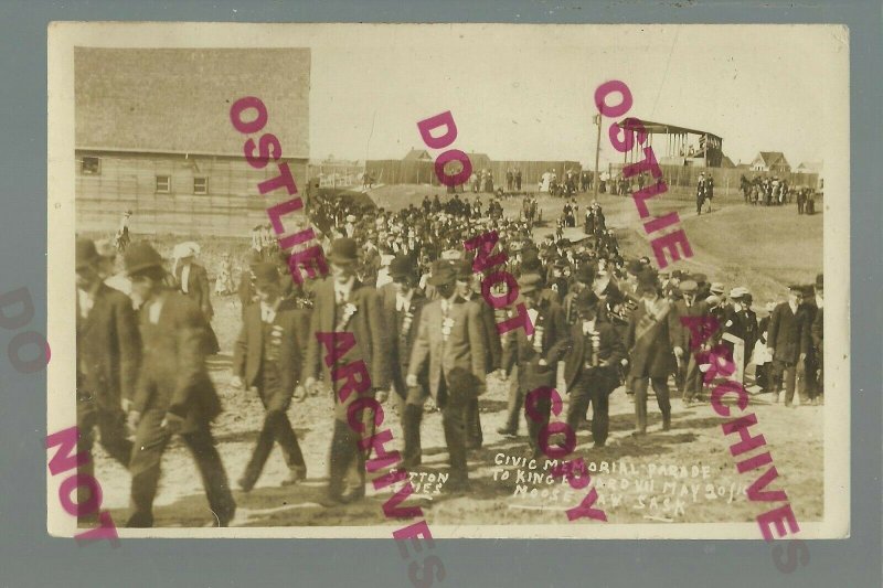 Moose Jaw SK CANADA RPPC 1910 PARADE King Edward VII FUNERAL Memorial Parade