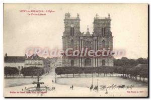 Old Postcard Vitry Le Francois The Church Place D'Armes