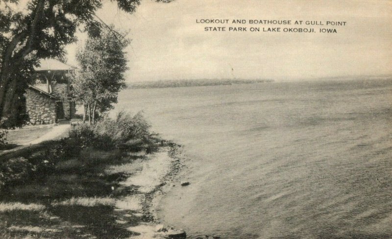 Vintage Lookout & Boathouse Gull Point State Park Lake Okoboji, IA P7 