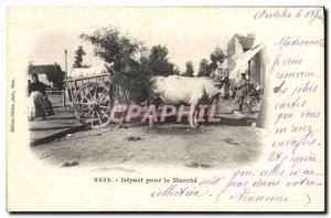 Postcard Old Hitch Departure for the walk Oxen