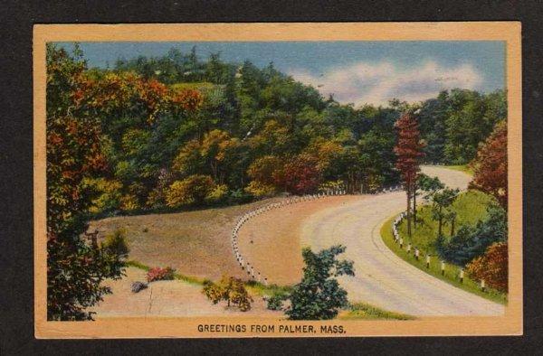 MA Greetings from PALMER MASS Postcard Linen Postcard Massachusetts