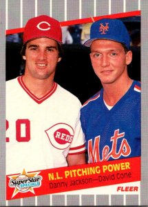 1989 Fleer Baseball Card NL PItching Power Danny Jackson & David Cone sun0655