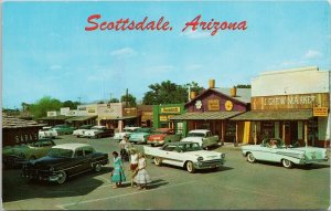 Scottsdale AZ Shopping Center J. Chew Market Baby Blue Car Auto Postcard H50