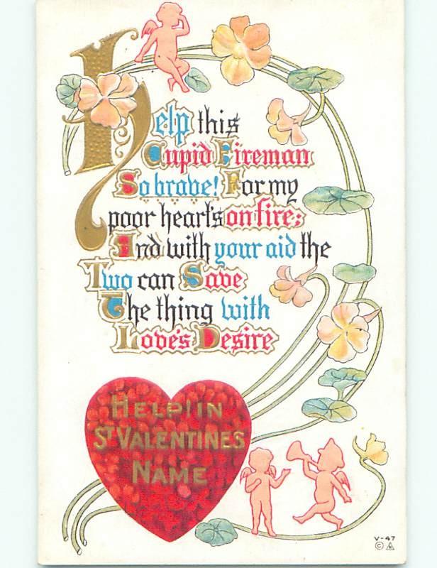 Divided-Back CUPID VALENTINE SCENE Cute Postcard W7674