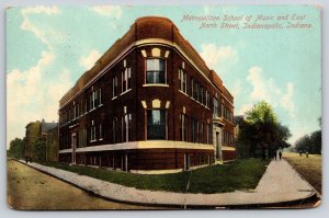 Indianapolis Indiana~Metropolitan School Of Music~East North St~1909 Postcard