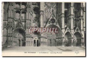 Old Postcard Bourges La Cathedrale The Five Gates