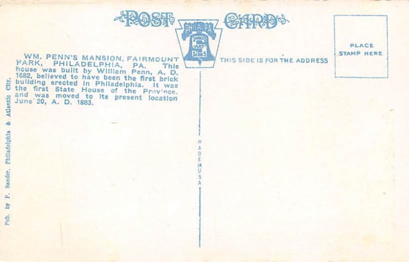 Home of William Penn, 1682 Philadelphia, Pennsylvania PA Postcards