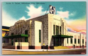 Railroad Locomotive Postcard - Santa Fe Depot - Oklahoma City