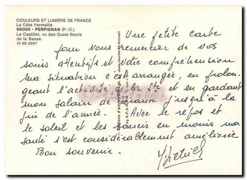 Postcard Modern PO Perpignan Castillet seen flowery Quays Lower