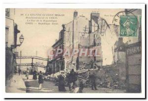 The Great War 1914-1916 Creil Old Postcard Bombing of Creil Rue de la Republi...