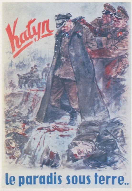 Katyn Massacre French Military War WW2 Poster Postcard