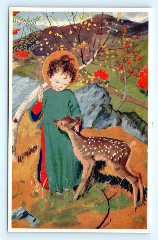 Postcard Christ Child and Spotted Deer Dawson Medici Society K09