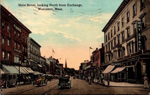 Massachusetts Worcester Main Street Looking North From Exchange 1913