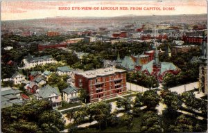 Postcard Birds Eye View of Lincoln, Nebraska from Capitol Dome