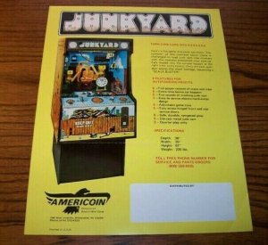 Americoin Junkyard Arcade FLYER Original Vintage Game Retro Artwork Sheet 1977