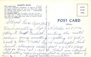 Duluth Minnesota Flamette Motel Vintage Postcard AA65439