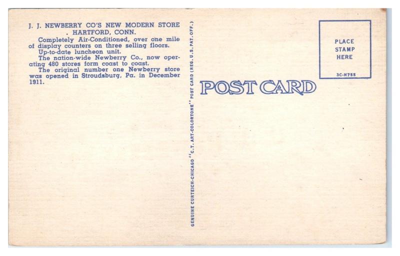 Mid-1900s J.J. Newberry Co. Hartford, CT Postcard | United States ...