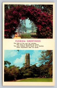 Cypress Gardens & Singing Tower Florida Vintage Postcard 0926