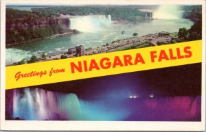 Postcard NY Niagara Falls -  Greetings from Honeymoon Capital of the World