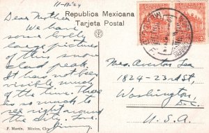 Vintage Postcard 1910's Amecameca and Volcano of Popocatepetl Mexico 